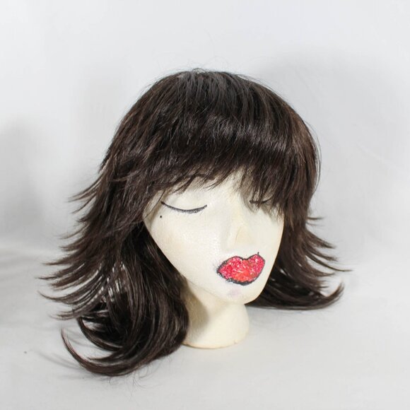 Shaggy Layered Lace Front Wig - Dark Brown, Synthetic, Adjustable Fit, Used - Picture 3 of 12